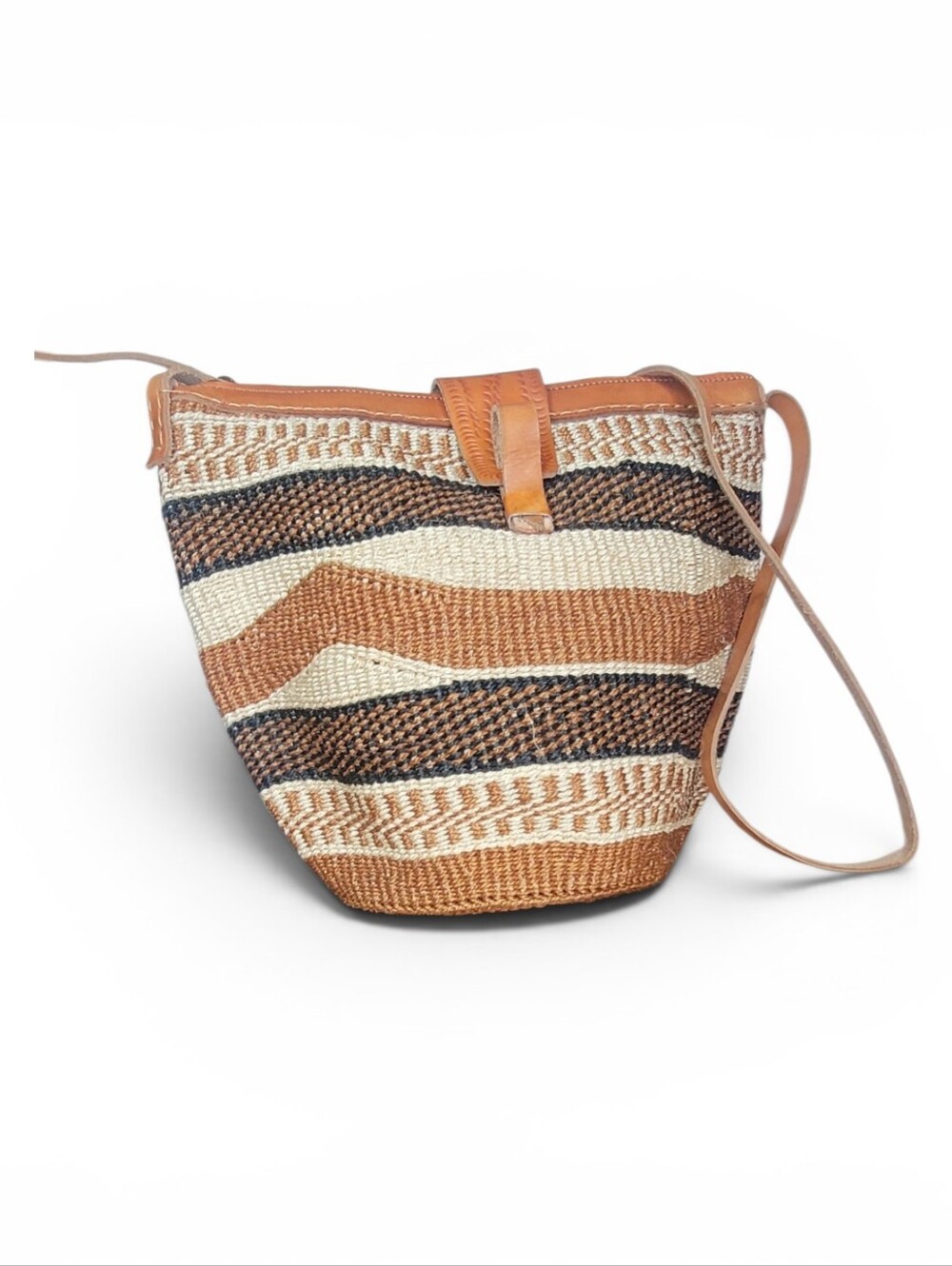 Natural Sisal Woven Basket Bag Shoulder / Crossbody Bag